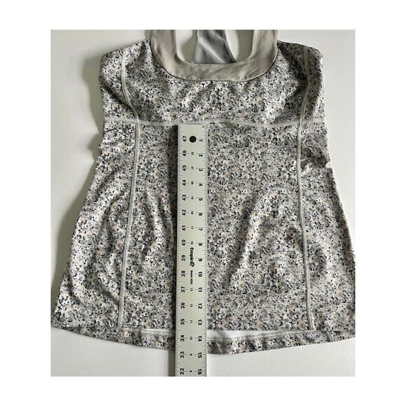 Lululemon Scoop Neck Tank Luon Petite Fleur Silver Spoon Ambient Grey Size 10 - Picture 11 of 14